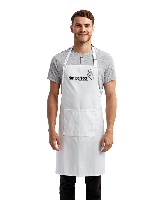 "Not Perfect" Adult Recycled Apron (Black or White) PRE-ORDER