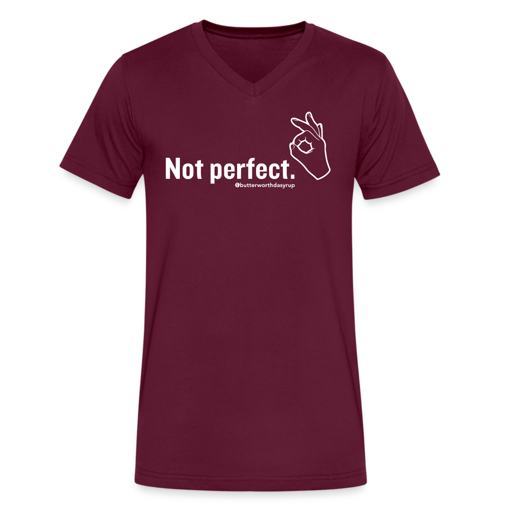 "Not pefect" Unisex V-Neck T-Shirt - maroon