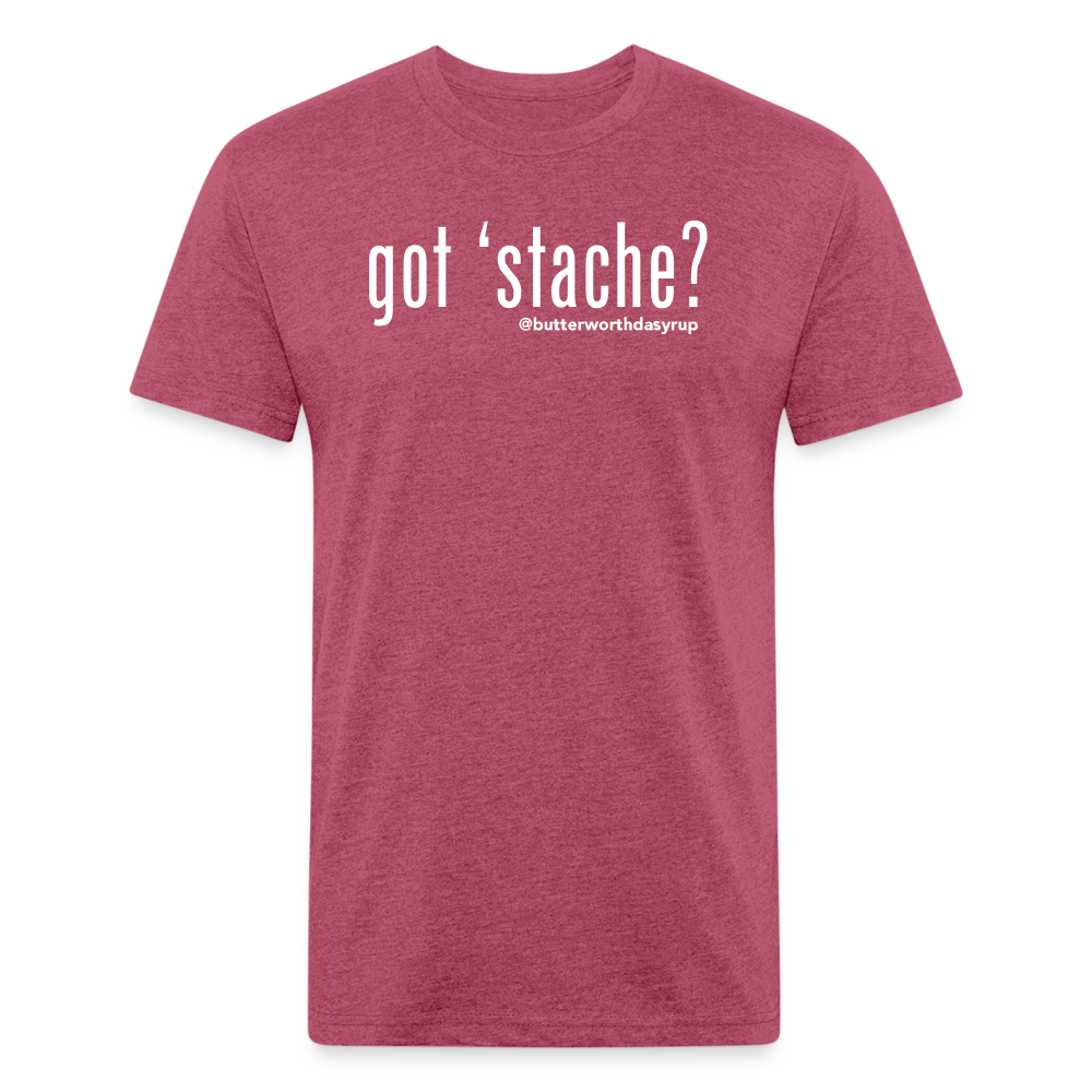 "got 'stache?" Tee - heather burgundy