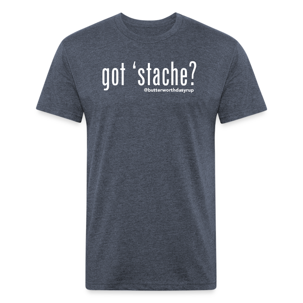 "got 'stache?" Tee - heather navy