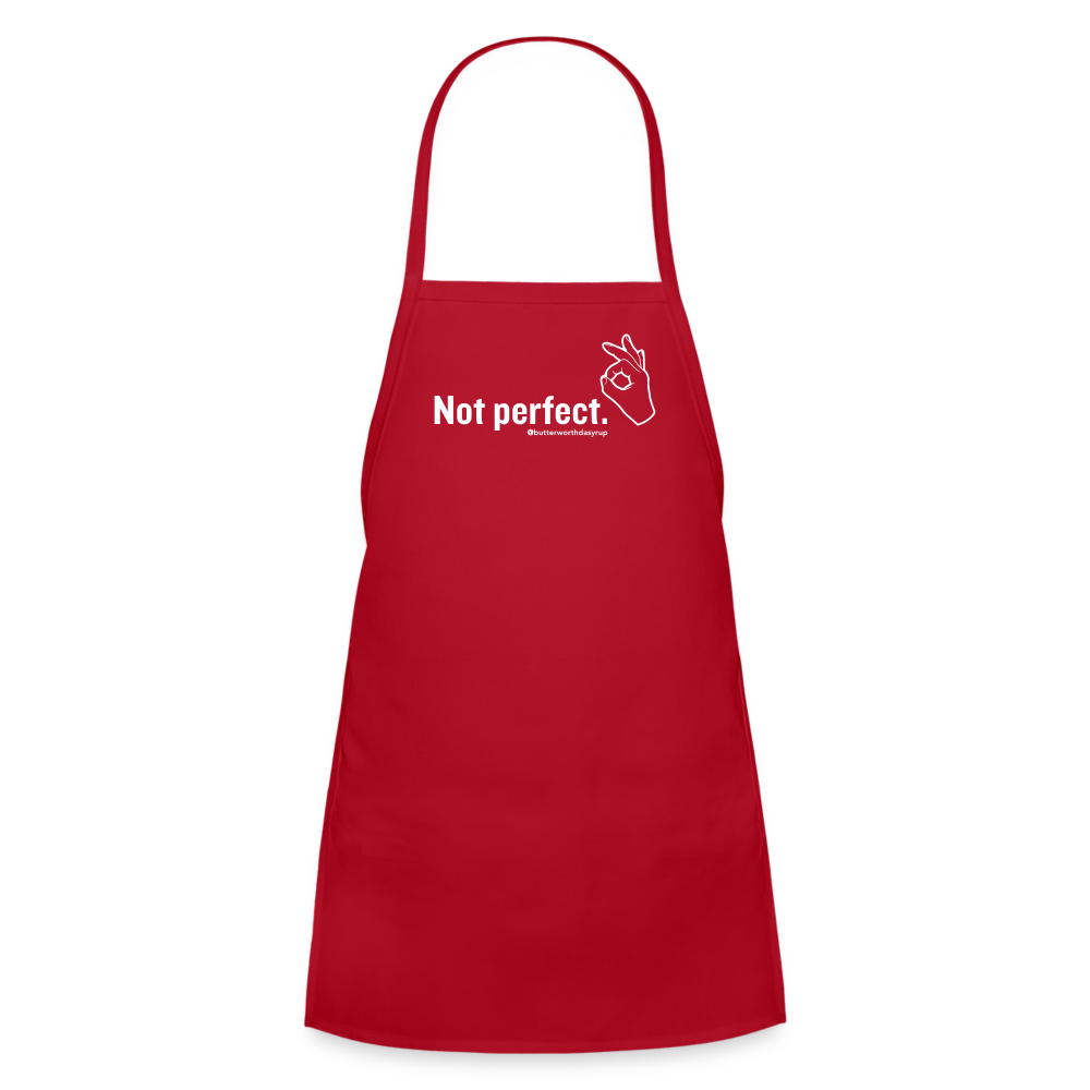 'Not Perfect' Kids' Apron - red