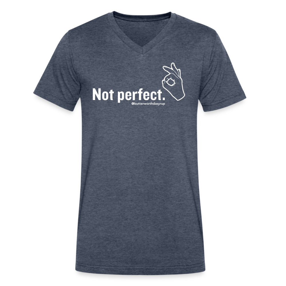 "Not pefect" Unisex V-Neck T-Shirt - heather navy